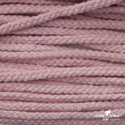 Шнур плетеный d-6 мм круглый, 70% хлопок 30% полиэстер, уп.90+/-1 м, цв.1087-розовый - купить в Хасавьюрте. Цена: 588 руб.