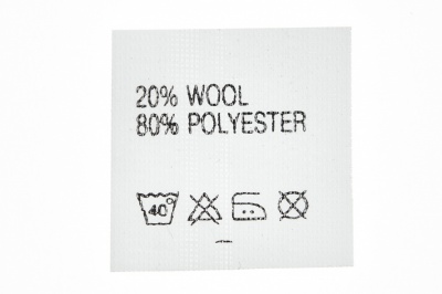 Состав и уход 20% wool 80% poliester - купить в Хасавьюрте. Цена: 64.21 руб.