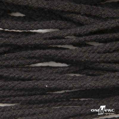 Шнур плетеный d-6 мм круглый, 70% хлопок 30% полиэстер, уп.90+/-1 м, цв.1078-черный - купить в Хасавьюрте. Цена: 588 руб.