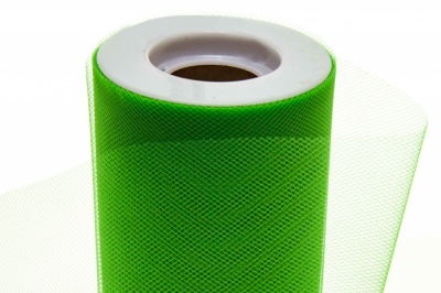 Фатин в шпульках 16-146, 10 гр/м2, шир. 15 см (в нам. 25+/-1 м), цвет зелёный - купить в Хасавьюрте. Цена: 100.69 руб.
