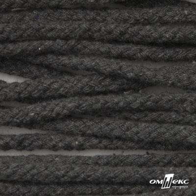 Шнур плетеный d-6 мм круглый, 70% хлопок 30% полиэстер, уп.90+/-1 м, цв.1088-т.серый - купить в Хасавьюрте. Цена: 588 руб.
