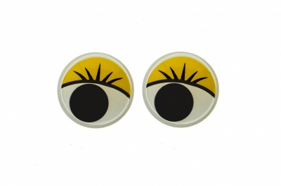 Глазки для игрушек, круглые, с бегающими зрачками, 12 мм/упак.50+/-2 шт, цв. -желтый - купить в Хасавьюрте. Цена: 95.04 руб.
