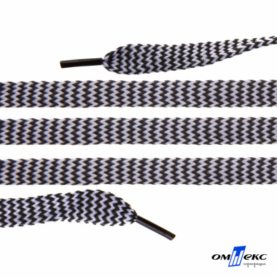 Шнурки #107-07, плоские 130 см, двухцветные цв.серый/чёрный - купить в Хасавьюрте. Цена: 23.03 руб.