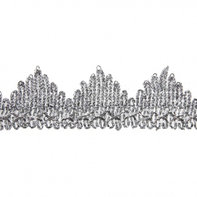 Тесьма металлизированная 0384-0240, шир. 40 мм/уп. 25+/-1 м, цвет серебро - купить в Хасавьюрте. Цена: 490.74 руб.