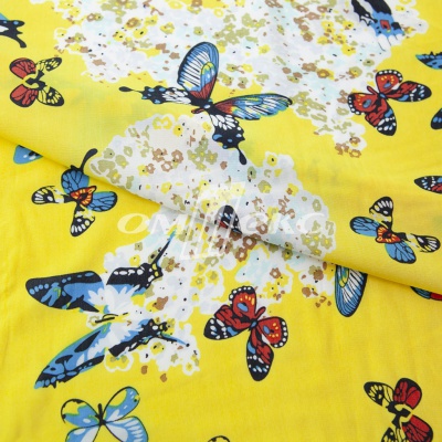 Плательная ткань "Софи" 7.2, 75 гр/м2, шир.150 см, принт бабочки - купить в Хасавьюрте. Цена 241.49 руб.