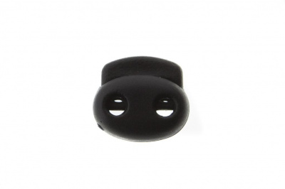 8049ТН Фиксатор пластиковый двухдырочный, 23х20 мм, цвет чёрный - купить в Хасавьюрте. Цена: 1.37 руб.