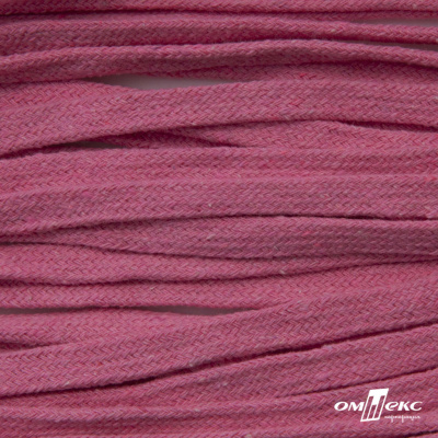 Шнур плетеный d-8 мм плоский, 70% хлопок 30% полиэстер, уп.85+/-1 м, цв.1029-розовый - купить в Хасавьюрте. Цена: 735 руб.