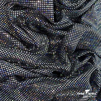 Трикотажное полотно голограмма, шир.140 см, #601-хамелеон чёрный - купить в Хасавьюрте. Цена 452.76 руб.
