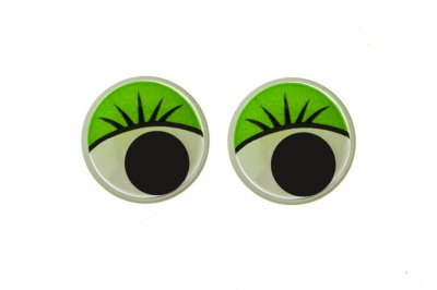 Глазки для игрушек, круглые, с бегающими зрачками, 15 мм/упак.50+/-2 шт, цв. -зеленый - купить в Хасавьюрте. Цена: 113.01 руб.