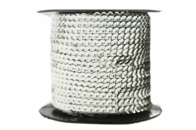 Пайетки "ОмТекс" на нитях, SILVER-BASE, 6 мм С / упак.73+/-1м, цв. 1 - серебро - купить в Хасавьюрте. Цена: 468.37 руб.