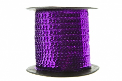 Пайетки "ОмТекс" на нитях, SILVER-BASE, 6 мм С / упак.73+/-1м, цв. 12 - фиолет - купить в Хасавьюрте. Цена: 300.55 руб.