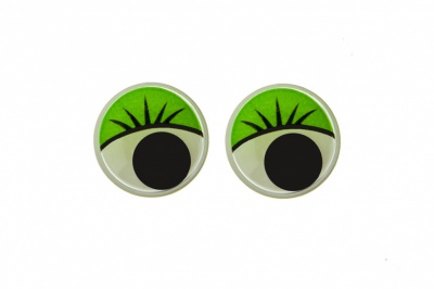 Глазки для игрушек, круглые, с бегающими зрачками, 12 мм/упак.50+/-2 шт, цв. -зеленый - купить в Хасавьюрте. Цена: 96.01 руб.
