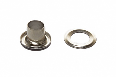 Люверсы металлические "ОмТекс", блочка/кольцо, (4 мм) - цв.никель - купить в Хасавьюрте. Цена: 0.24 руб.