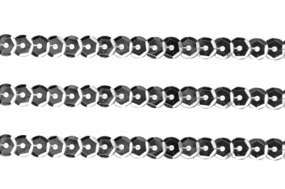 Пайетки "ОмТекс" на нитях, SILVER-BASE, 6 мм С / упак.73+/-1м, цв. 1 - серебро - купить в Хасавьюрте. Цена: 468.37 руб.