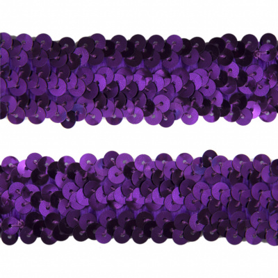 Тесьма с пайетками 12, шир. 30 мм/уп. 25+/-1 м, цвет фиолет - купить в Хасавьюрте. Цена: 1 098.48 руб.