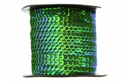 Пайетки "ОмТекс" на нитях, CREAM, 6 мм С / упак.73+/-1м, цв. 94 - зеленый - купить в Хасавьюрте. Цена: 297.48 руб.