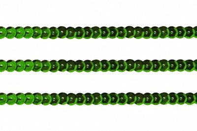 Пайетки "ОмТекс" на нитях, SILVER-BASE, 6 мм С / упак.73+/-1м, цв. 4 - зеленый - купить в Хасавьюрте. Цена: 484.77 руб.