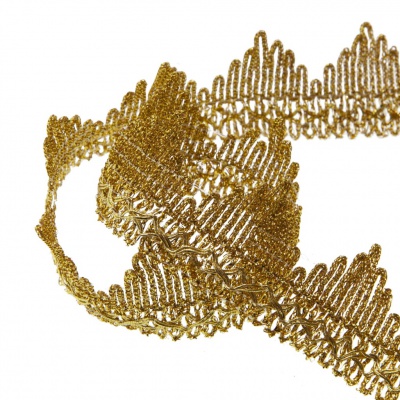Тесьма металлизированная 0384-0240, шир. 40 мм/уп. 25+/-1 м, цвет золото - купить в Хасавьюрте. Цена: 490.74 руб.
