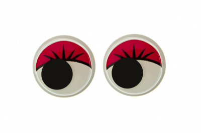 Глазки для игрушек, круглые, с бегающими зрачками, 15 мм/упак.50+/-2 шт, цв. -красный - купить в Хасавьюрте. Цена: 113.01 руб.
