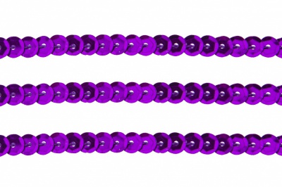 Пайетки "ОмТекс" на нитях, SILVER-BASE, 6 мм С / упак.73+/-1м, цв. 12 - фиолет - купить в Хасавьюрте. Цена: 300.55 руб.